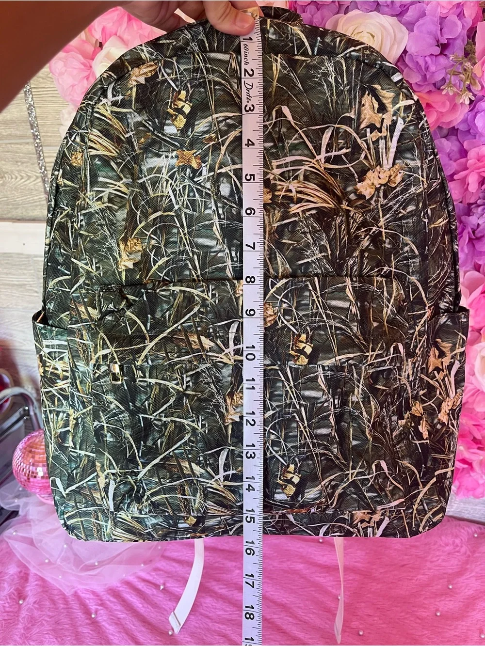Kids Quilted Camo Print Backpack - Green